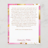 Meisje teddybeer baby shower dank u kaart (Achterkant)