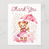 Meisje teddybeer baby shower dank u kaart (Voorkant)
