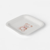 Meisje Teddybeer Babyshower Papier Papieren Bordje (Gebogen)