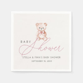 Meisje teddybeer babyshower papier servet