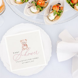 Meisje teddybeer babyshower papier servet