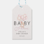 Meisje Teddybeer Ballonnen Baby Shower Cadeaulabel (Voorkant)