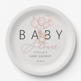 Meisje Teddybeer Ballonnen Baby Shower Papier Papieren Bordje