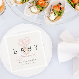Meisje Teddybeer Ballonnen Baby Shower Papier Servet