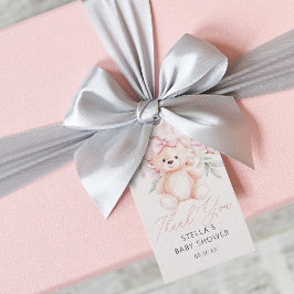 Meisje Teddybeer Ballonnen Dank Je Wel Baby Shower Cadeaulabel