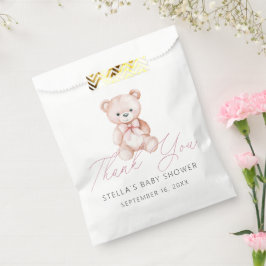 Meisje teddybeer bedankt babyshower bedankzakje