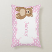 Meisje Teddybeer en Hartjes Accent Kussen (Voorkant(Verticaal))