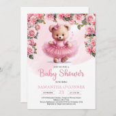 Meisje Teddybeer met roze tutu en blush rozen Kaart (Voorkant / Achterkant)