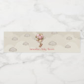 Meisje teddybeer roze ballonnen baby shower waterfles etiket (Enkel label)