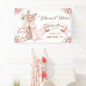 Meisje TeePee Vos Baby Shower Slagboom Spandoek (Insitu)