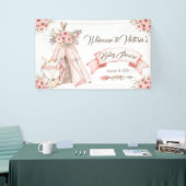 Meisje TeePee Vos Baby Shower Slagboom Spandoek (Beurs)