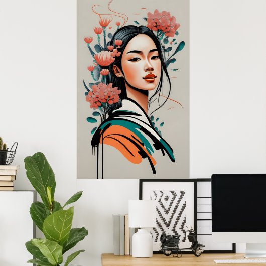 meisje tekening poster (Thuiskantoor)