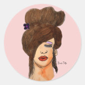 Meisje tekening ronde sticker (Voorkant)