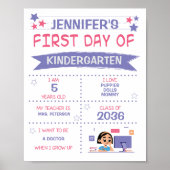 Meisje terug naar school Paarse en roze Poster (Voorkant)