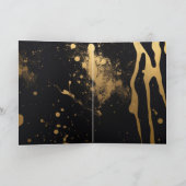 Meisje terug sprankelende gouden avond jurk verjaa kaart (Binnen)