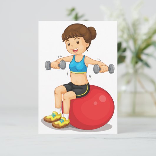 Meisje trainen met gewichten uitnodigingen (Staand voorkant)