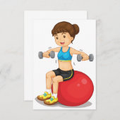 Meisje trainen met gewichten uitnodigingen (Voorkant / Achterkant)