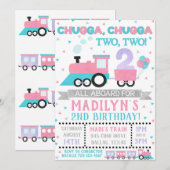 Meisje trein uitnodiging, Chugga twee twee Kaart (Voorkant / Achterkant)