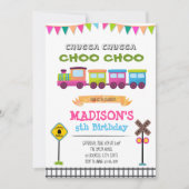 Meisje trein verjaardagsfeestje uitnodiging (Voorkant)