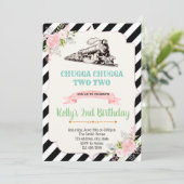 Meisje trein verjaardagsfeestje uitnodiging (Staand voorkant)