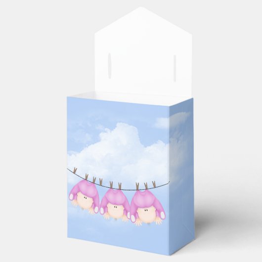 Meisje triplets hangen op waslijn bedankdoosjes (Geopend)