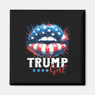 Meisje Trump 2024 Verkiezing Amerikaanse vlag Magneet