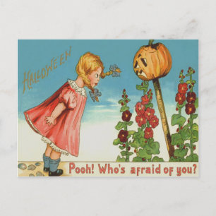 Meisje Tuin Jack O Lantern Pompoen Briefkaart
