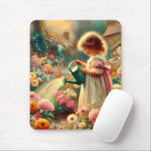~  Meisje Tuinbloemen ~ Mousepad Muismat (Met muis)