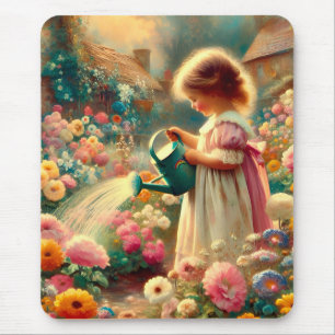 ~ Meisje Tuinbloemen ~ Mousepad Muismat