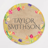 Meisje Tulip Floral Persoonlijke Naam School Labels (Design 1)