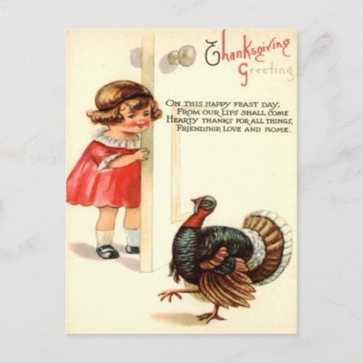 Meisje & Turkije Briefkaart (Voorkant)