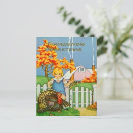 Meisje & Turkije Briefkaart (Staand voorkant)