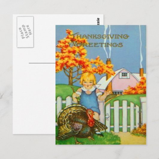 Meisje & Turkije Briefkaart (Voorkant / Achterkant)