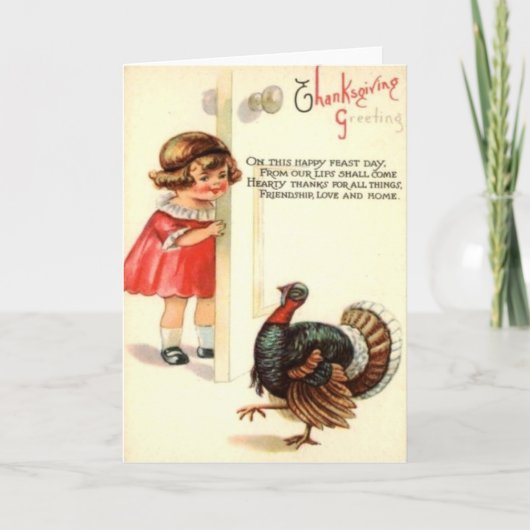 Meisje & Turkije Feestdagen Kaart (Voorkant)