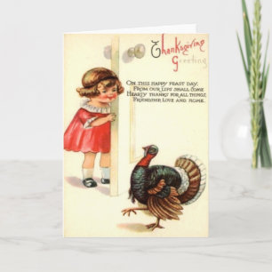 Meisje & Turkije Feestdagen Kaart