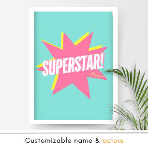 Meisje Turquoise en Roze Superstar Tiener Meisje Poster