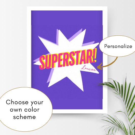 Meisje Turquoise en Roze Superstar Tiener Meisje Poster