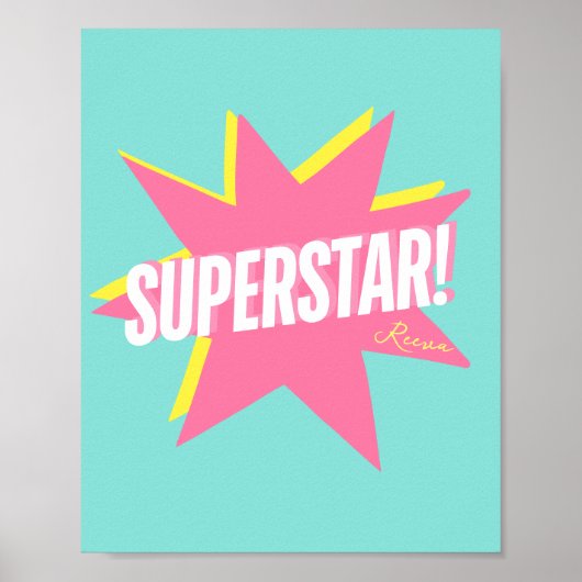 Meisje Turquoise en Roze Superstar Tiener Meisje Poster (Voorkant)