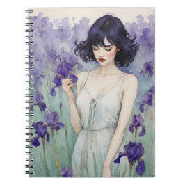Meisje tussen Iris Bloemen Notitieboek Dagboek