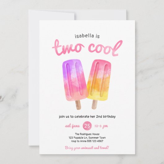 Meisje Twee Cool Popsicle Zomerfeest Verjaardag Kaart (Voorkant)