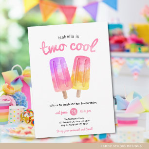 Meisje Twee Cool Popsicle Zomerfeest Verjaardag Kaart