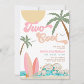 Meisje TWEE Cool Surfen 2e Verjaardag Beach Party Kaart (Voorkant)
