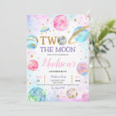 Meisje Twee De Maan Ruimte Verjaardag Kaart (Staand voorkant)