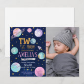 Meisje Twee De Maan Verjaardag Foto Kaart (Voorkant / Achterkant)