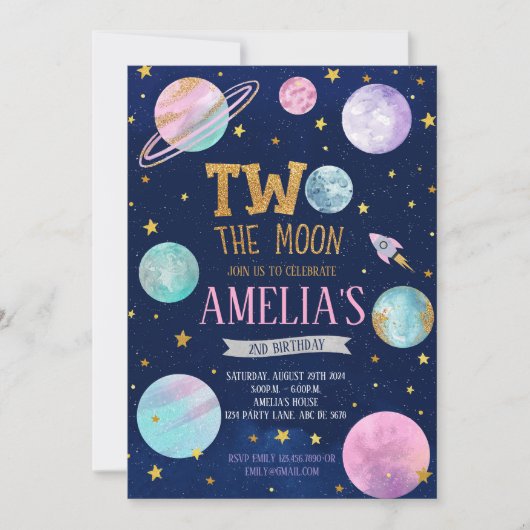 Meisje Twee De Maan Verjaardag Kaart (Voorkant)