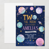 Meisje Twee De Maan Verjaardag Kaart (Voorkant / Achterkant)