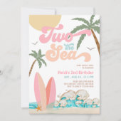 Meisje TWEE het ZEE Surfen 2e Verjaardag Beach Par Kaart (Voorkant)
