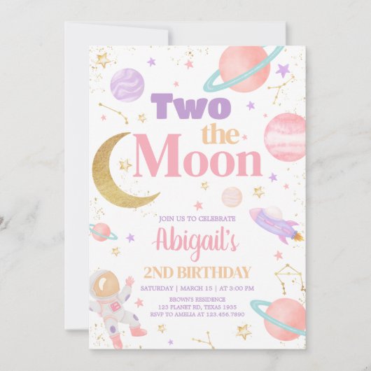 Meisje Twee op het Maanverjaardagsfeestje Kaart (Voorkant)