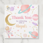 Meisje twee op het Moon Birthday Party Square Bedankjes Labels (Voorkant)