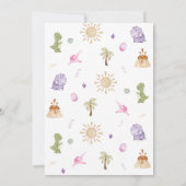 Meisje Twee Rex Dinosaurus 2e Verjaardag uitnodigi Kaart (Achterkant)